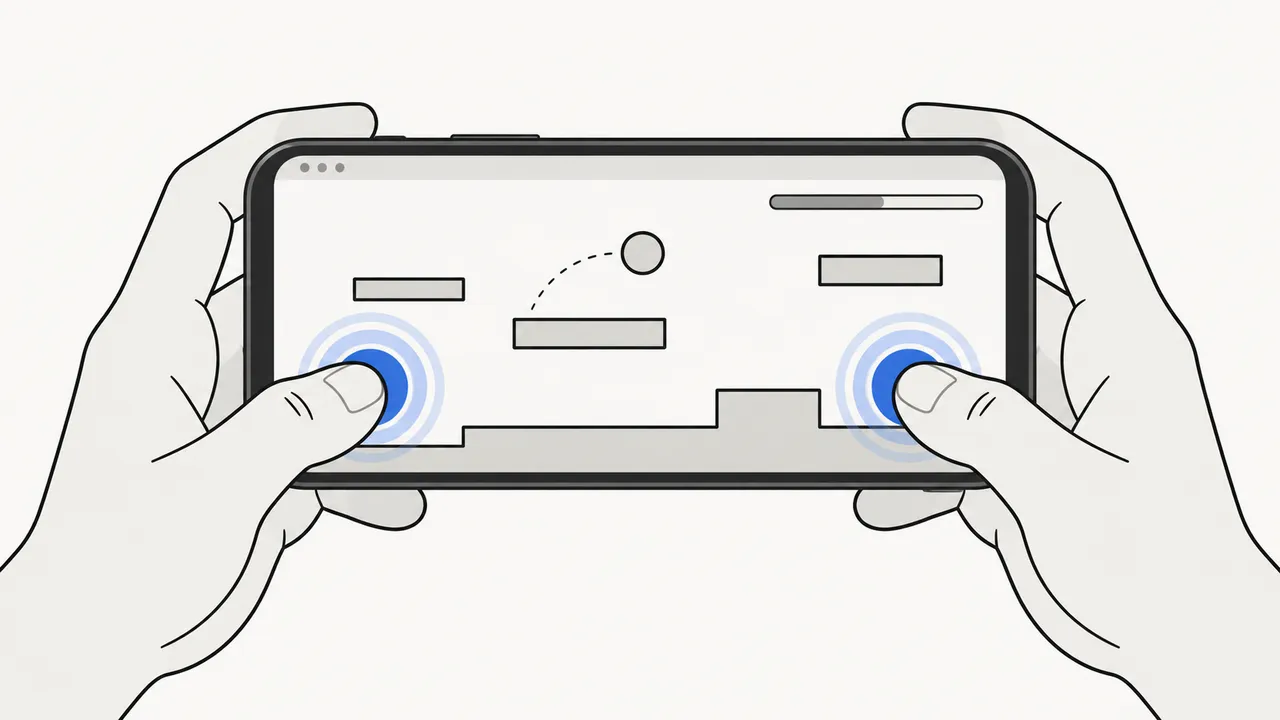 An HTML5 game running full-screen on a phone held in landscape